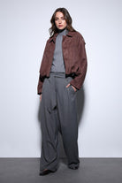 Antioch-Kahve Süet Görünümlü Bomber Kadın Mont-Mont-3-Milagron.com