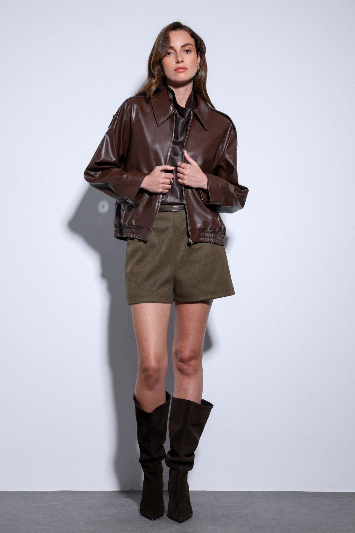 Antioch-Antioch Kahve Suni Deri Bomber Ceket-Ceket-6-Milagron.com