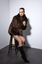 Antioch-Kahve Suni Kürk Kadın Ceket-Ceket-1-Milagron.com