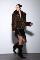 Antioch-Kahve Suni Kürk Kadın Ceket-Ceket-2-Milagron.com