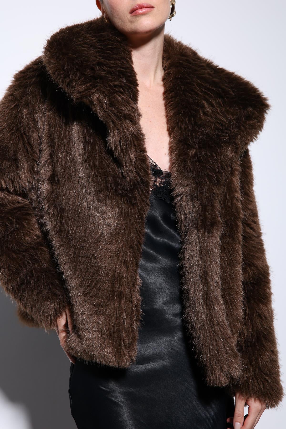 Antioch-Kahve Suni Kürk Kadın Ceket-Ceket-7-Milagron.com