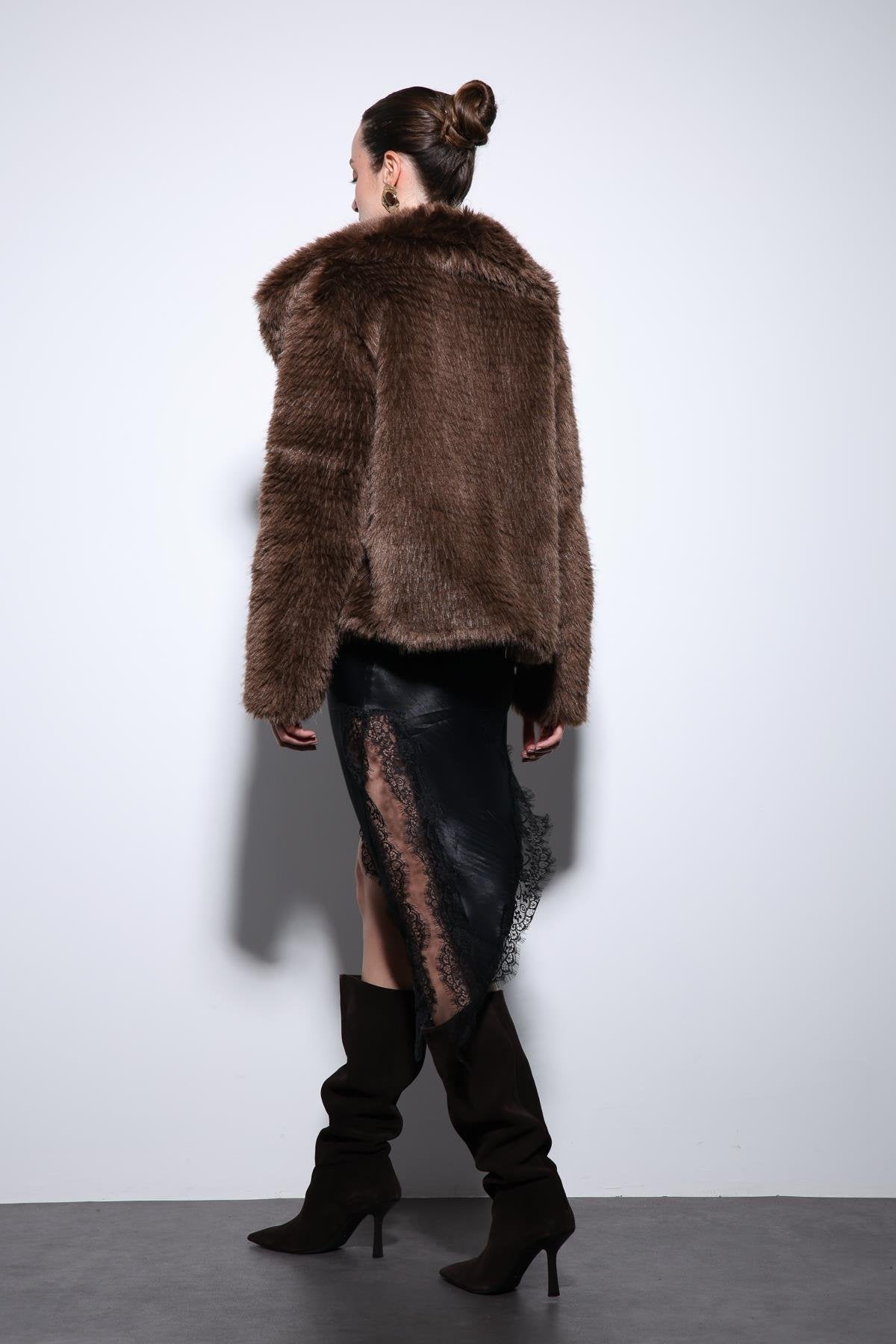 Antioch-Kahve Suni Kürk Kadın Ceket-Ceket-8-Milagron.com