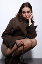 Antioch-Kahve Suni Kürklü Kısa Kadın Trençkot-Trençkot-5-Milagron.com