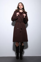 Antioch-Kahve Suni Kürklü Yaka Kadın Trençkot-Trençkot-2-Milagron.com