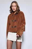 Antioch-Kahve Süslü Düğmeli Suni Kürk Ceket-Ceket-3-Milagron.com