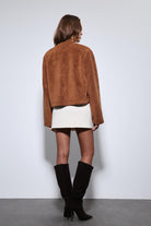 Antioch-Kahve Süslü Düğmeli Suni Kürk Ceket-Ceket-5-Milagron.com