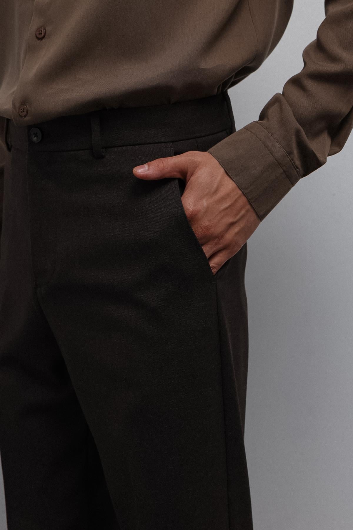 Antioch-Kahve Tapered Fit Erkek Pantolon-Kumaş Pantolon-4-Milagron.com