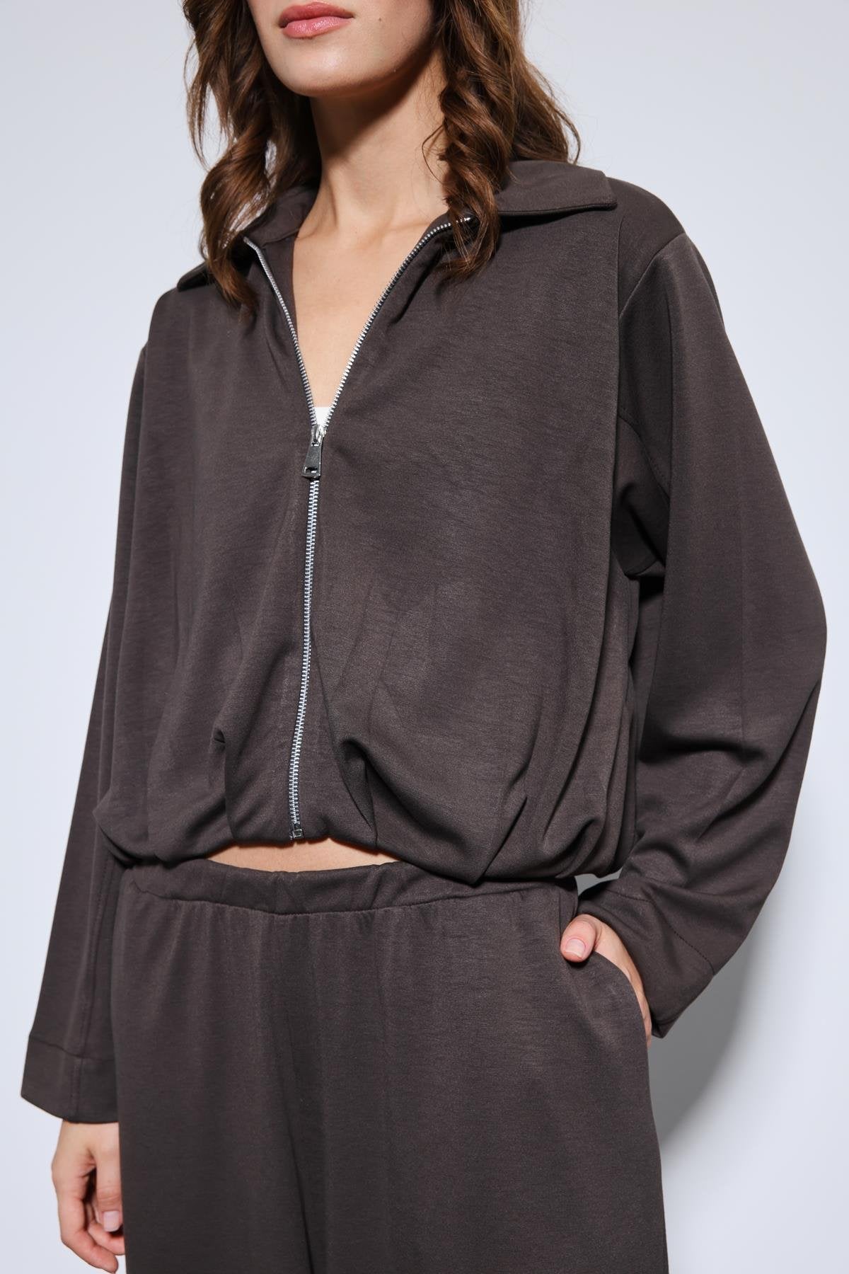 Antioch-Kahve Volümlü Ceket Ve Paça Lastikli Eşofman Takım-Takım-7-Milagron.com