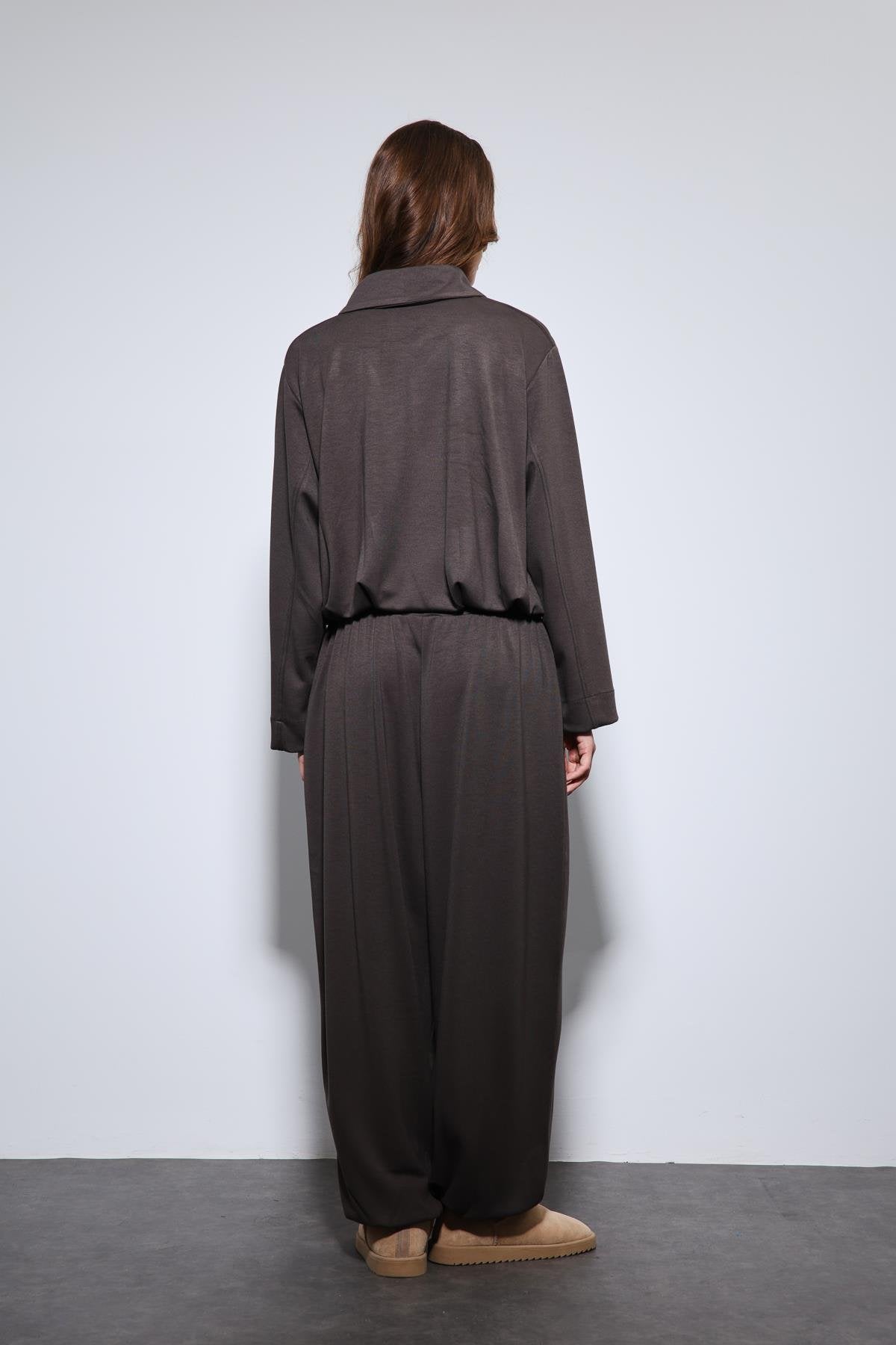 Antioch-Kahve Volümlü Ceket Ve Paça Lastikli Eşofman Takım-Takım-8-Milagron.com