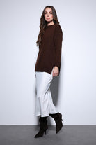 Antioch-Antioch Kahve Yırtmaç Detaylı Kadın Kazak-Kazak-4-Milagron.com