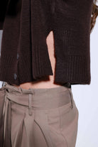 Antioch-Antioch Kahve Yırtmaçlı örgü Triko Kadın Kazak-Kazak-5-Milagron.com