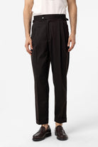 Antioch-Kahve Yüksek Bel İtalyan Kalıp Pileli Erkek Pantolon-Kumaş Pantolon-1-Milagron.com