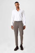 Antioch-Kahve Yüksek Bel Pileli Duble Paça Erkek Pantolon-Pantolon-3-Milagron.com