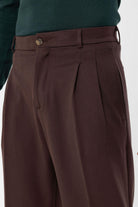 Antioch-Kahve Yüksek Bel Pileli Rahat Kalıp Erkek Pantolon-Pantolon-5-Milagron.com