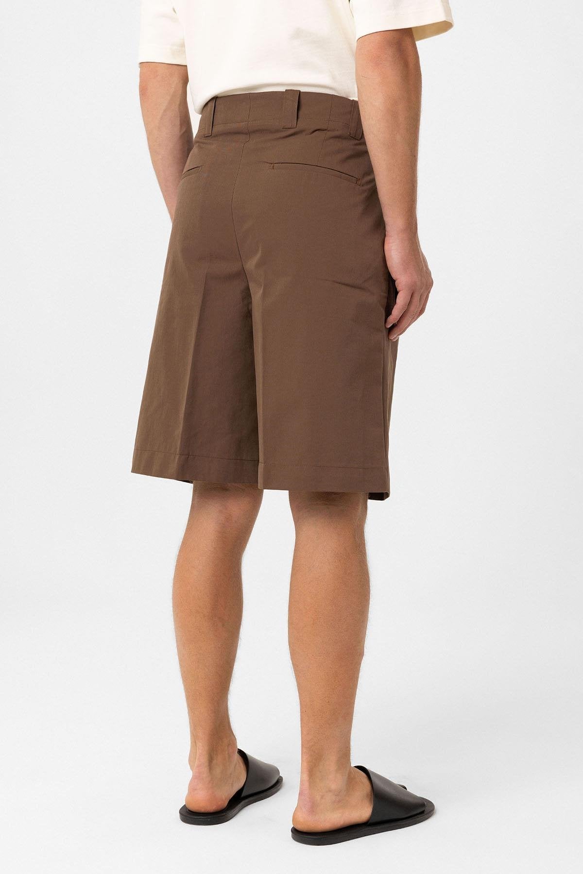 Antioch-Kahve Yüksek Bel Pileli Relaxed Bermuda Erkek Şort-Şort-5-Milagron.com