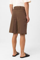 Antioch-Kahve Yüksek Bel Pileli Relaxed Bermuda Erkek Şort-Şort-5-Milagron.com