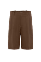 Antioch-Kahve Yüksek Bel Pileli Relaxed Bermuda Erkek Şort-Şort-6-Milagron.com
