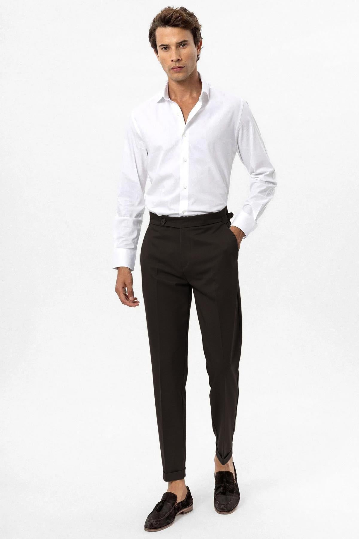 Antioch Kahve Yüksek Bel Regular Fit Erkek Pantolon