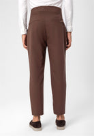 Antioch-Kahve Yüksek Bel Toka Kemerli Pileli Kumaş Pantolon-Pantolon-7-Milagron.com