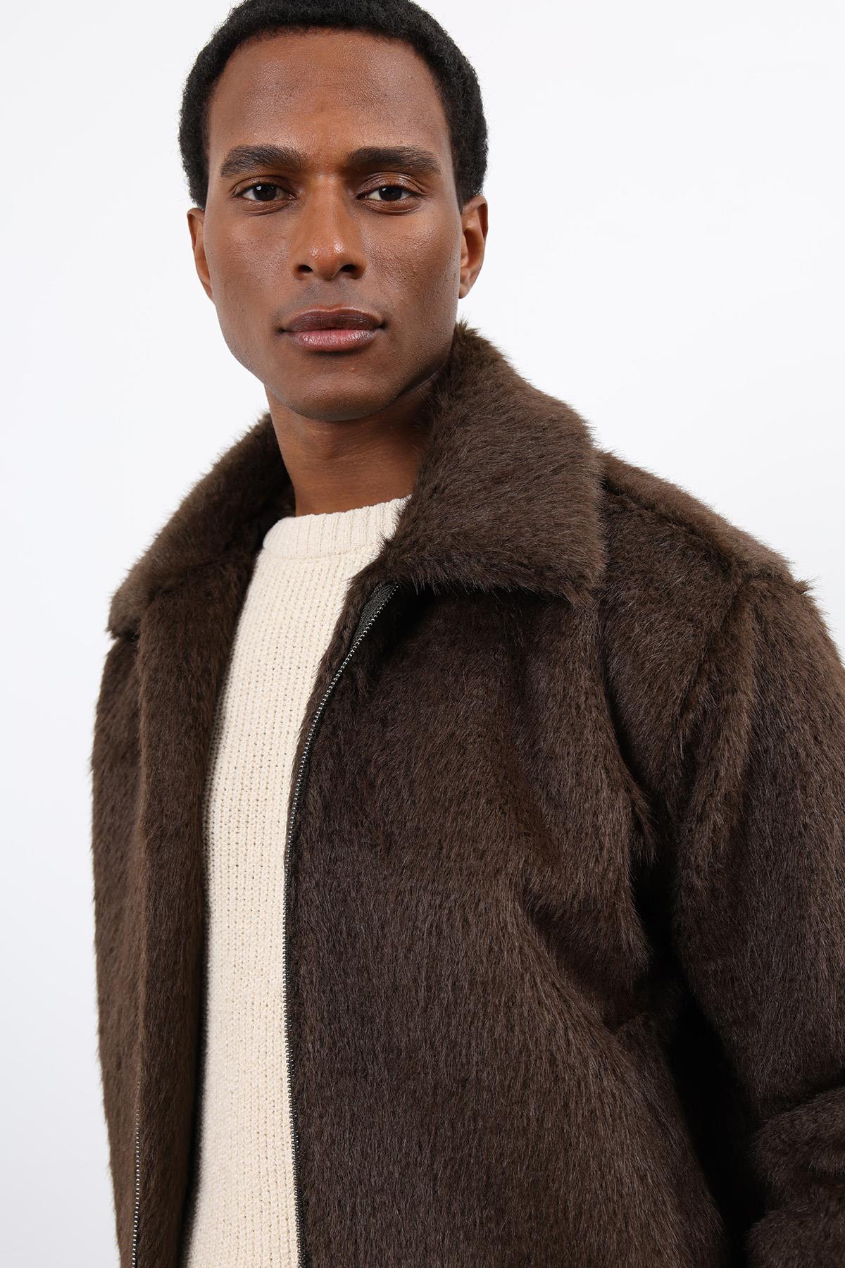 Antioch-Kahve Yumuşak Dokulu Erkek Mont-Mont-5-Milagron.com