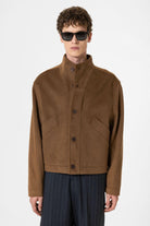 Antioch-Kahve Yün Karışımlı Dik Yaka Erkek Mont-Mont-4-Milagron.com