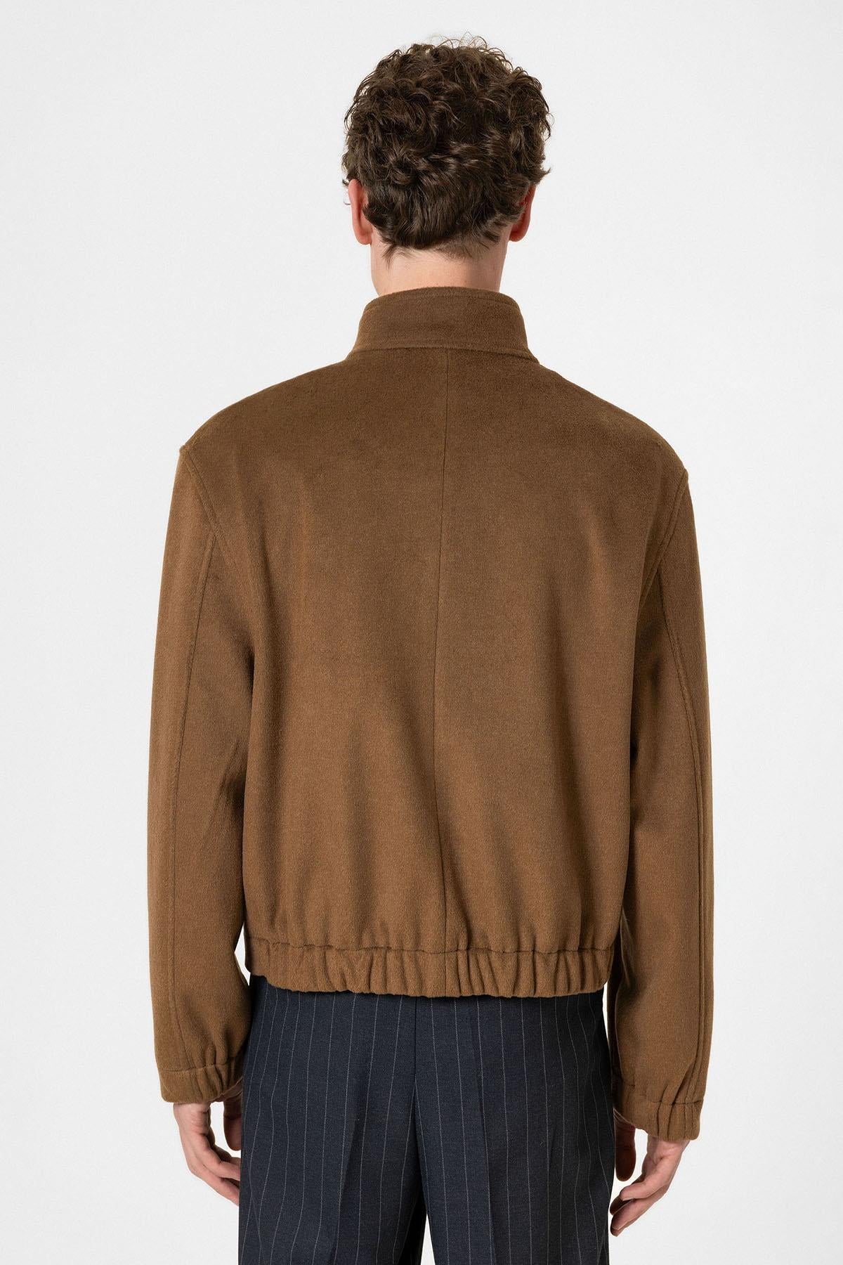 Antioch-Kahve Yün Karışımlı Dik Yaka Erkek Mont-Mont-7-Milagron.com