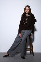 Antioch-Antioch Kahve Yün Karışımlı Kadın Kazak-Kazak-1-Milagron.com