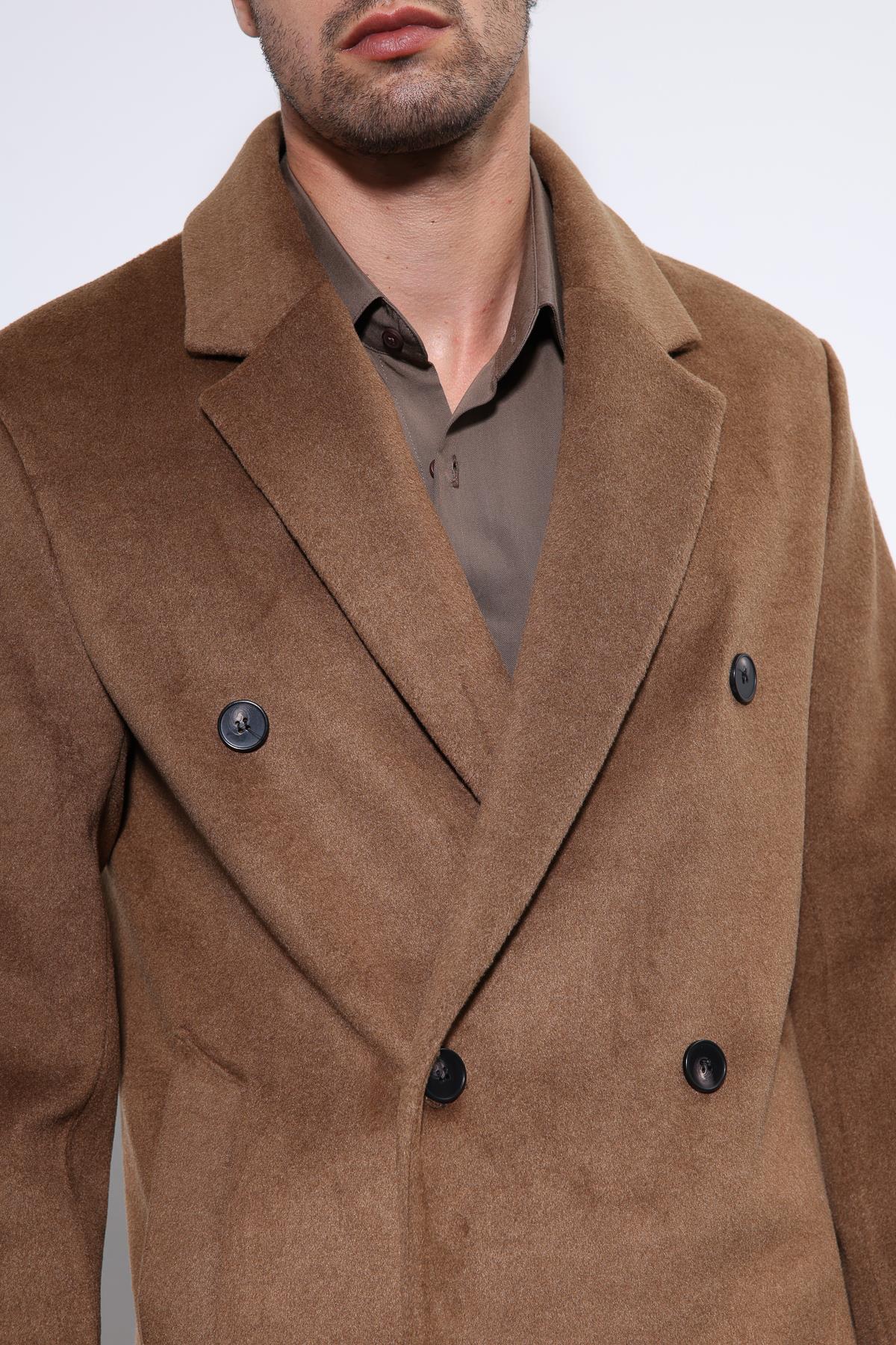 Antioch-Kahve Yün Karışımlı Kruvaze Erkek Kaban-Kaban-4-Milagron.com