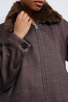 Antioch-Kahve Yün Karışımlı Suni Kürk Yaka Ceket-Ceket-10-Milagron.com