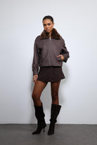 Antioch-Kahve Yün Karışımlı Suni Kürk Yaka Ceket-Ceket-2-Milagron.com