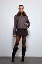 Antioch-Kahve Yün Karışımlı Suni Kürk Yaka Ceket-Ceket-3-Milagron.com