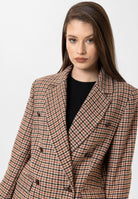 Antioch-Kiremit Kadın Kazayağı Desenli Blazer Ceket-Blazer Ceket-6-Milagron.com