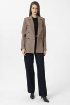 Antioch-Kiremit Kadın Kazayağı Desenli Blazer Ceket-Ceket-2-Milagron.com