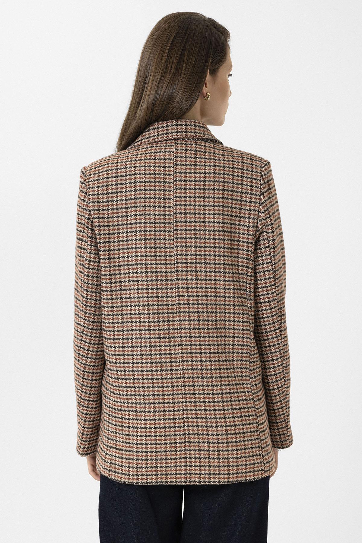 Antioch-Kiremit Kadın Kazayağı Desenli Blazer Ceket-Ceket-7-Milagron.com