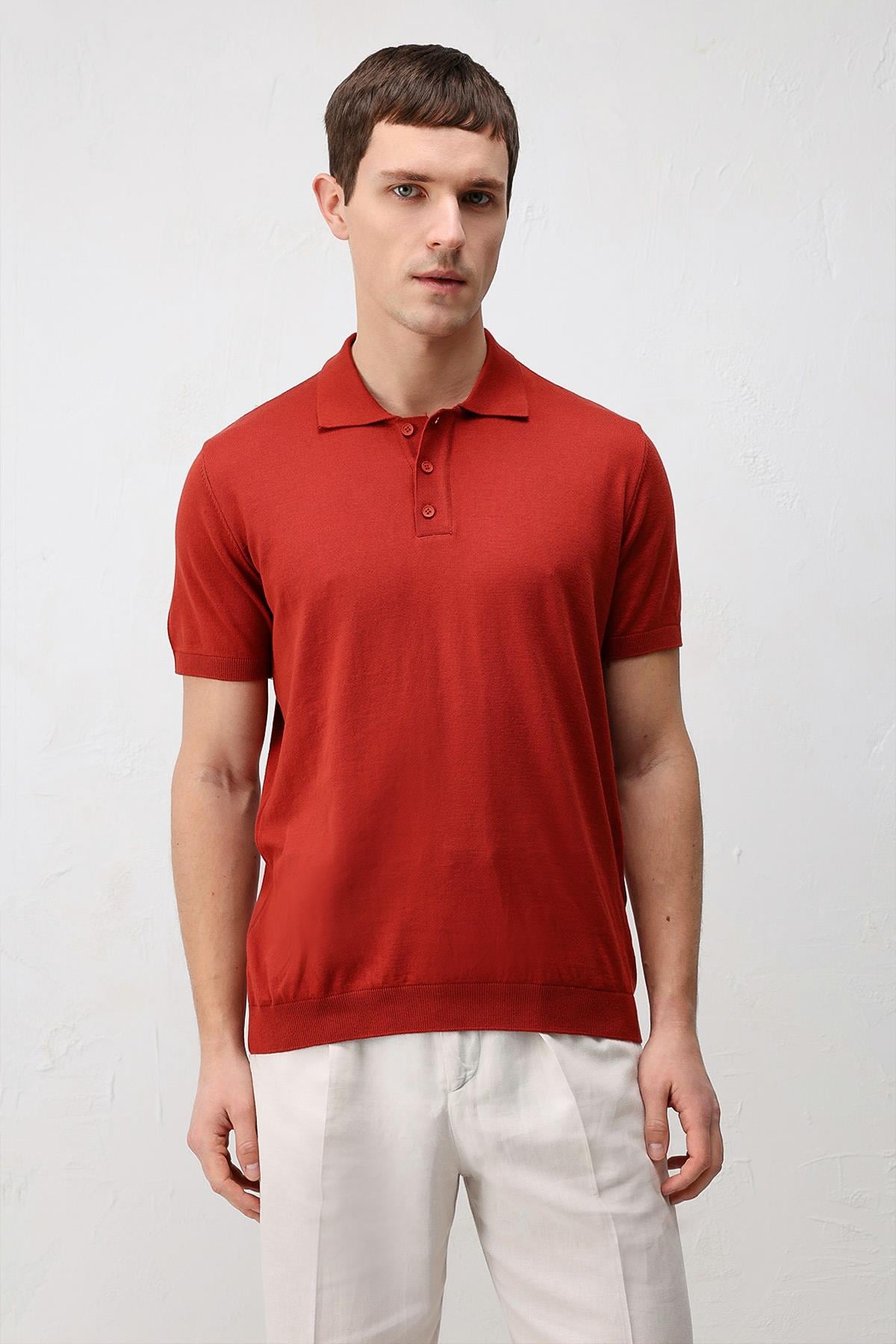 Antioch Kırmızı Comfort Slim Polo Yaka Erkek Triko T-Shirt