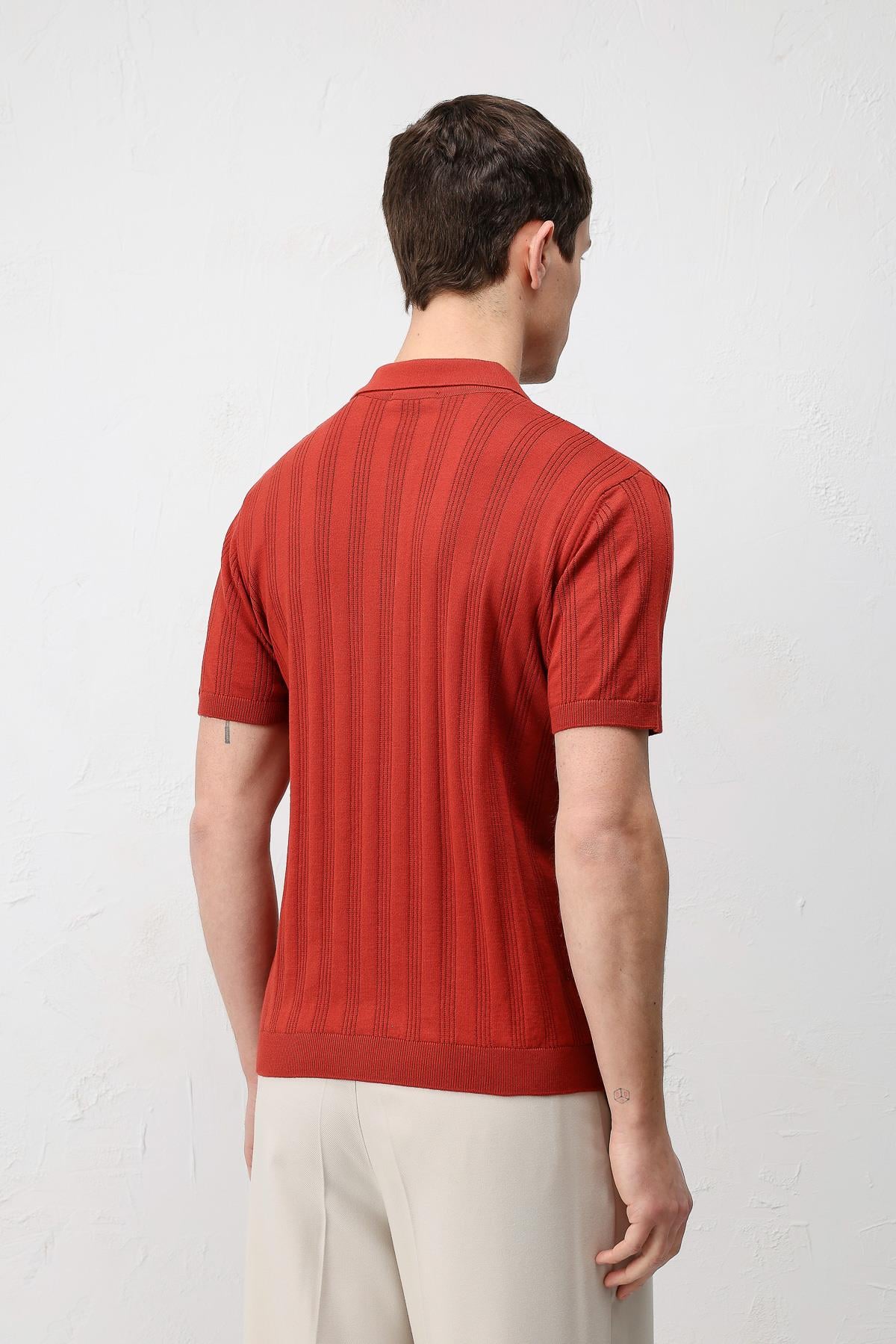 Antioch Kırmızı Dokulu Triko Erkek Polo T-Shirt