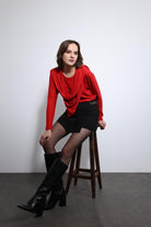 Antioch-Kırmızı Drapeli şal Detaylı Top-Top-1-Milagron.com