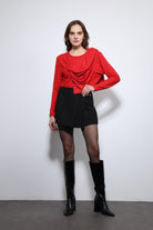 Antioch-Kırmızı Drapeli şal Detaylı Top-Top-2-Milagron.com