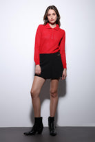 Antioch-Kırmızı Polo Yaka Desenli Triko Kadın Kazak-Kazak-1-Milagron.com