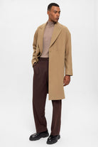 Antioch-Koyu Bej Oversize Kruvaze Erkek Kaban-Kaban-3-Milagron.com