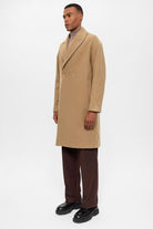 Antioch-Koyu Bej Oversize Kruvaze Erkek Kaban-Kaban-5-Milagron.com