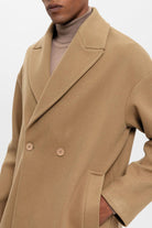 Antioch-Koyu Bej Oversize Kruvaze Erkek Kaban-Kaban-8-Milagron.com