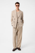 Antioch-Koyu Bej Relax Fit Kruvaze Erkek Blazer Ceket-Blazer Ceket-2-Milagron.com