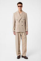 Antioch-Koyu Bej Relax Fit Kruvaze Erkek Blazer Ceket-Blazer Ceket-4-Milagron.com