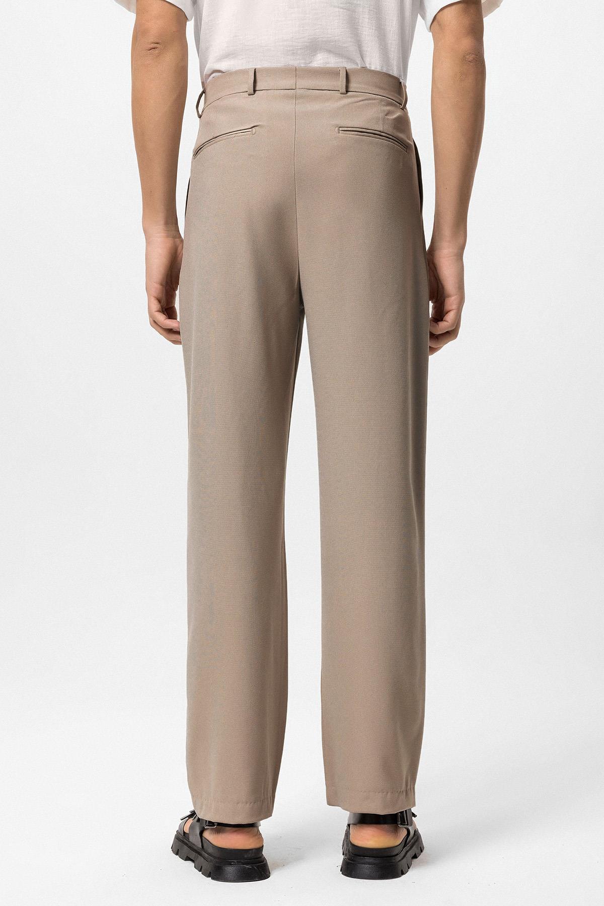 Antioch-Koyu Bej Yüksek Bel Baggy Erkek Pantolon-Kumaş Pantolon-4-Milagron.com