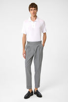 Antioch-Koyu Gri Yüksek Bel Yandan Tokalı Pileli Kumaş Pantolon-Kumaş Pantolon-2-Milagron.com