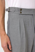 Antioch-Koyu Gri Yüksek Bel Yandan Tokalı Pileli Kumaş Pantolon-Kumaş Pantolon-3-Milagron.com