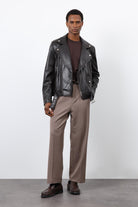 Antioch-Koyu Kahve 100% Deri Biker Ceket-Ceket-1-Milagron.com