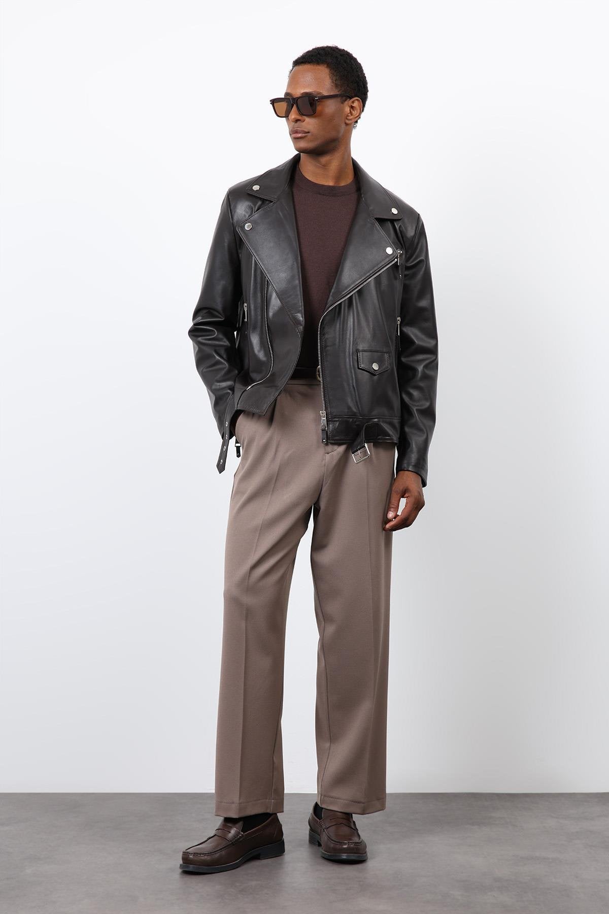 Antioch-Koyu Kahve 100% Deri Biker Ceket-Ceket-2-Milagron.com