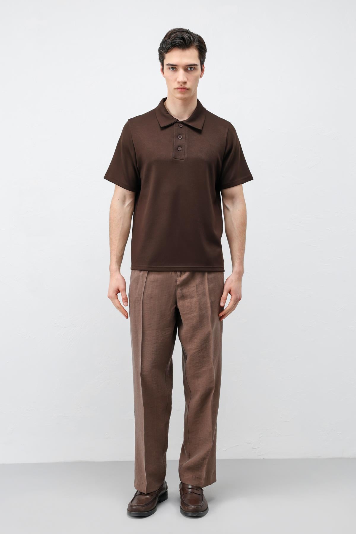 Antioch Koyu Kahve Basic Polo Yaka Erkek T-Shirt